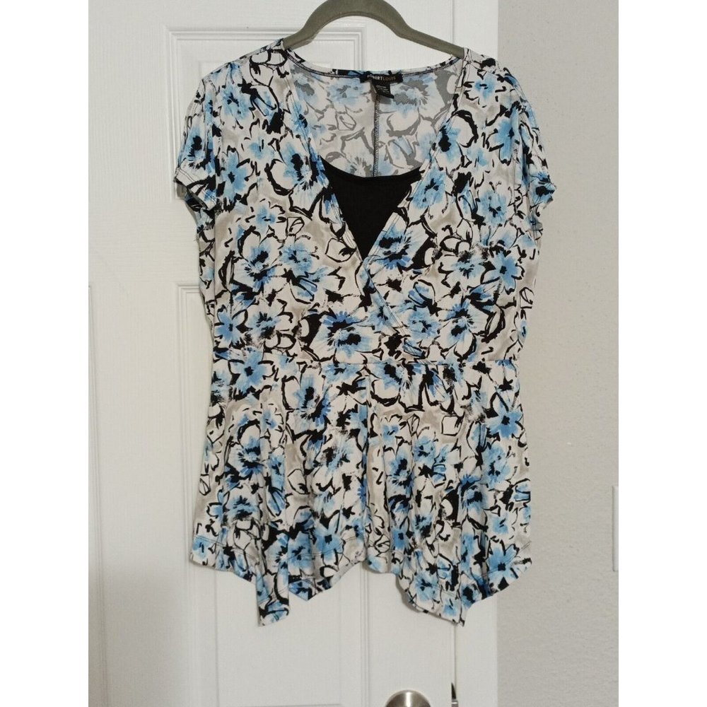 Women's Robert Louis Floral Print High Low Dressy Career Blouse Size Large